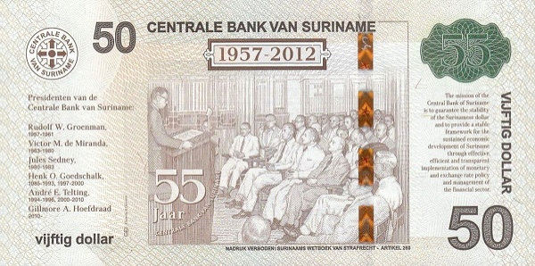 P167 Surinam 50 Dollars (Comm.) Year 2012